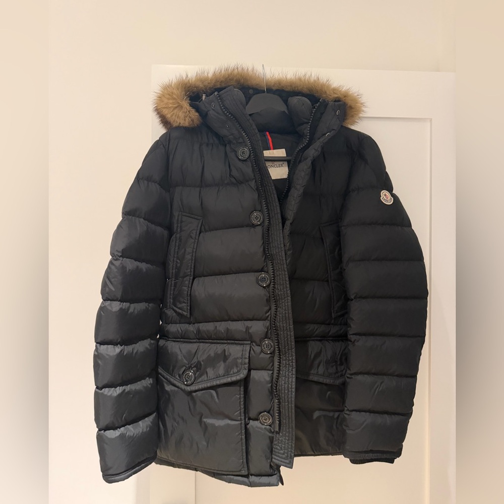 Moncler Black Puffer with Logo Patch